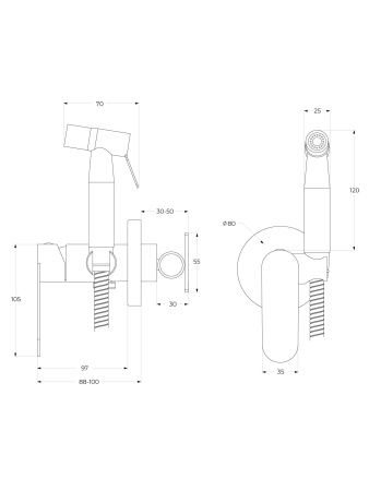 Гигиенический душ со смесителем CEZARES STYLUS-DIF-NOP