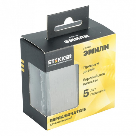 Переключатель двухклавишный без рамки Stekker Эмили 49921