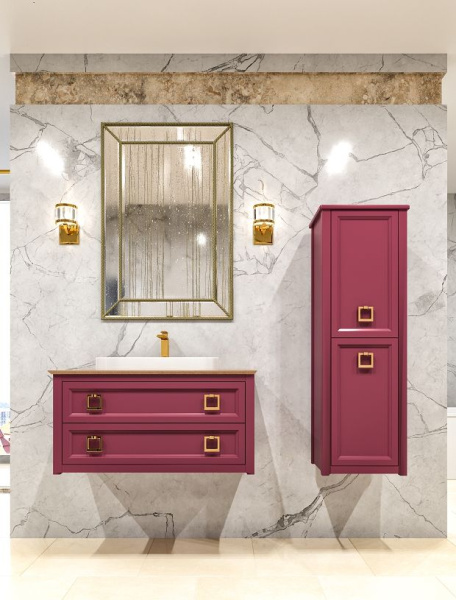 Тумба с раковиной Bagno Piu Vintage 96 матовый орхидея