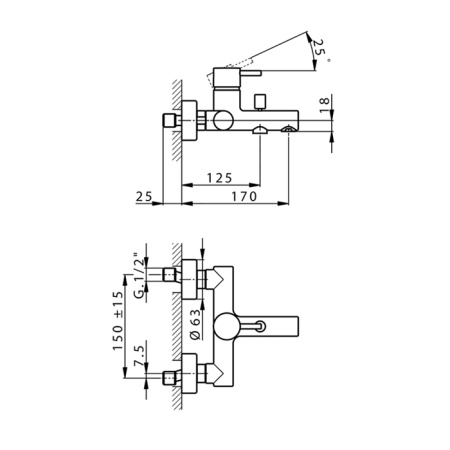 Смеситель для душа Cisal Less Minimal LM00013040 черный матовый