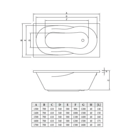 Акриловая ванна 170x70 см C-Bath Vesta CBQ005005