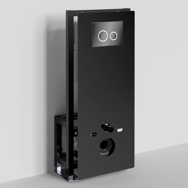 Инсталляция для унитаза WasserKRAFT Glan 66 66TLT.010.ME.BL.PB01 с кнопкой смыва, черный глянец/хром/черный глянец