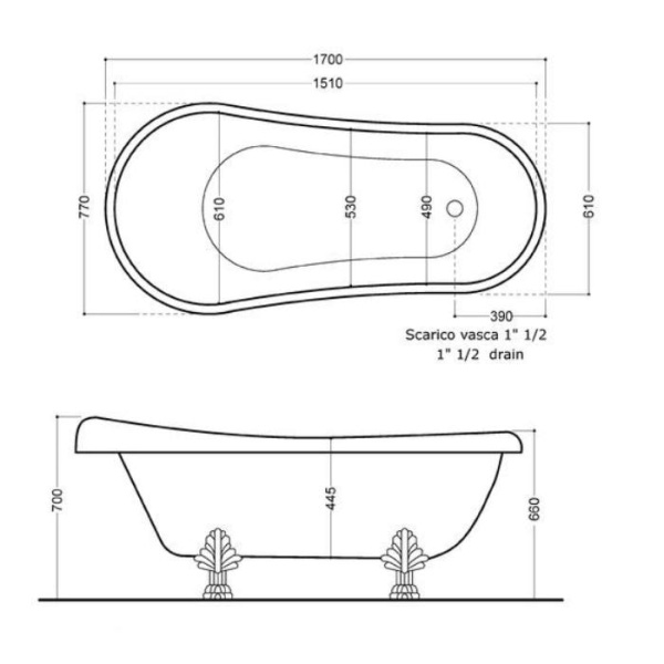 Ванна KERASAN Retro 170x77 105593