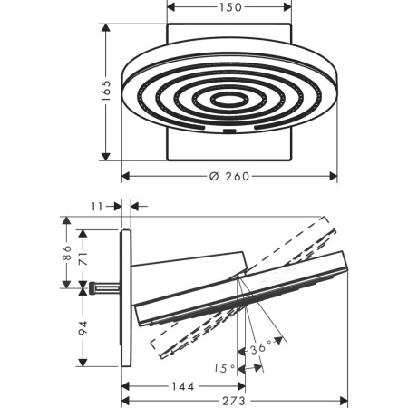 Верхний душ hansgrohe Pulsify 260 24150000