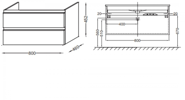 Тумба под раковину 80 см Jacob Delafon Vox EB2028-RA-E10 коричневый