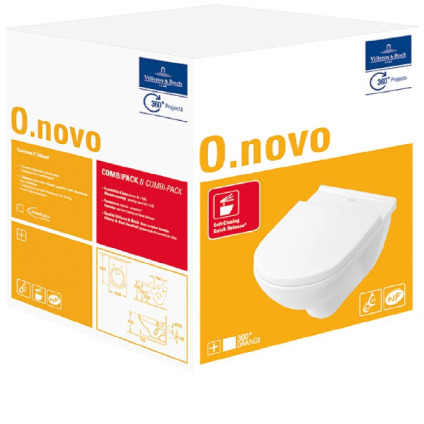 Подвесной унитаз Villeroy&Boch O.novo 5660H1R1 с сиденьем микролифт