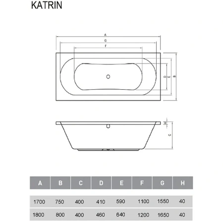 Акриловая ванна Relisan Katrin 180х80 Гл000026033 белый