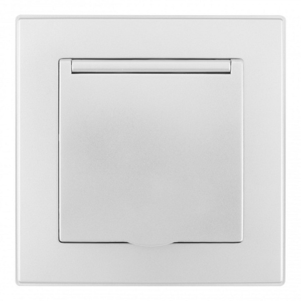 Розетка с заземлением и шторкой, с крышкой Arte Milano SET06-1 SET06-1-41-1 silver
