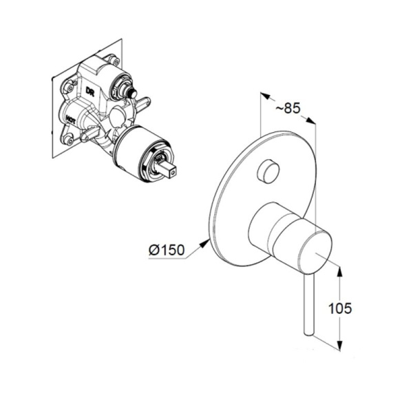 Смеситель для ванны и душа Kludi Bozz 387590576