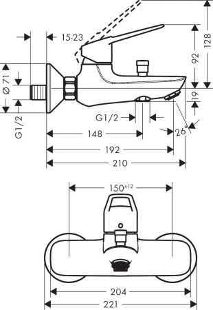 Смеситель для ванны hansgrohe Novus Loop 71340000