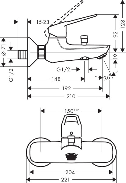 Смеситель для ванны hansgrohe Novus Loop 71340000