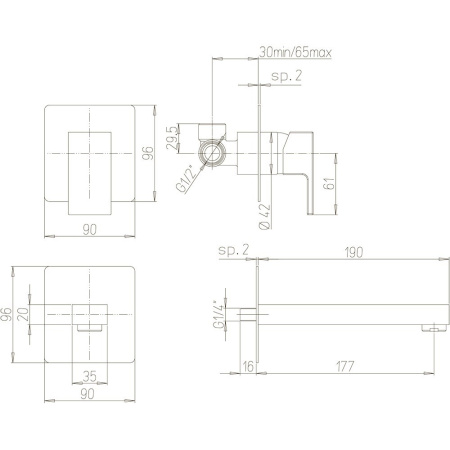 Смеситель для раковины Paini Dax-R 84PZ208RQ
