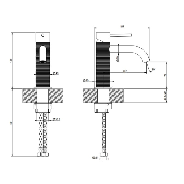 Смеситель для раковины Gessi 316 54302#707 черный матовый