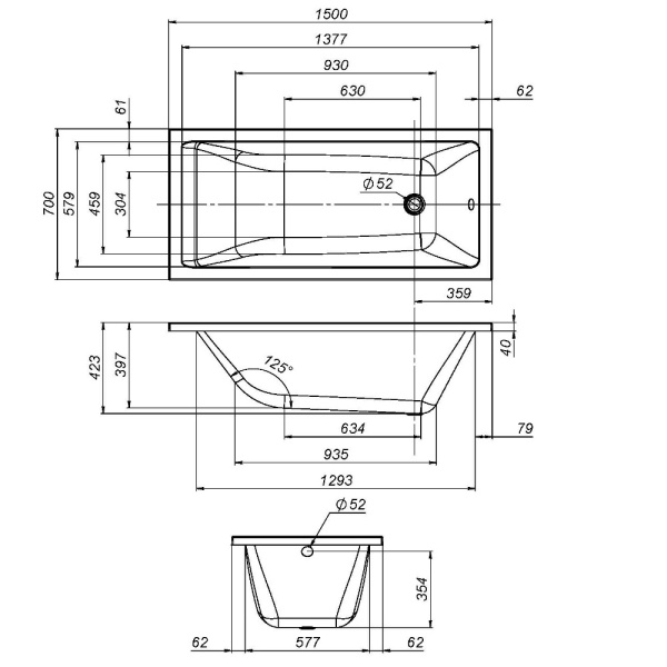 Каркас для ванны 150х70 AM.PM Gem W93A-150-070W-R серый