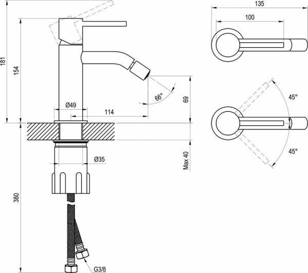 Смеситель для биде Ravak Espirit X070244 матовый белый