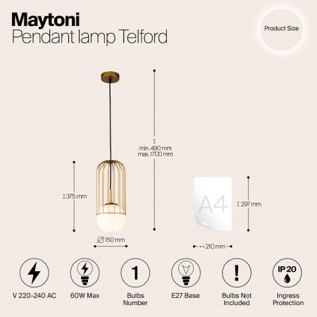 Подвесной светильник Maytoni Телфорд P362PL-01G