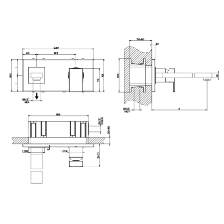 Смеситель для раковины Gessi Rettangolo 44834#031