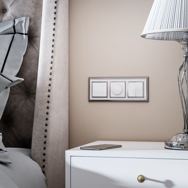 Выключатель проходной одноклавишный с подсветкой без рамки Werkel белый W1112101