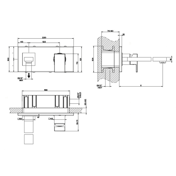 Смеситель для раковины Gessi Rettangolo 44834#031