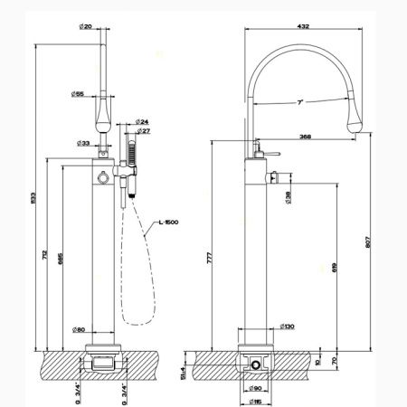 Смеситель для ванны Gessi Goccia 24978#031