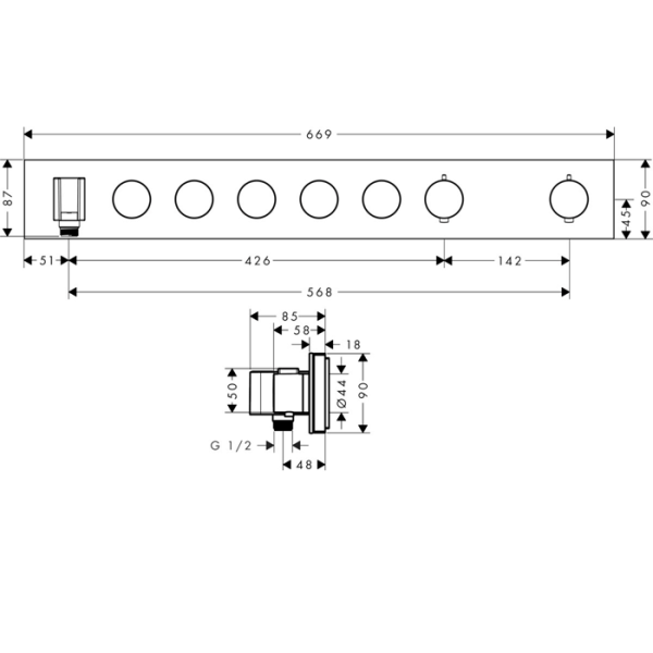 Внешняя часть термостата для душа Axor ShowerSolutions 18358000