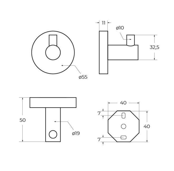Крючок Cezares Relax RELAX-HK-IN сатин