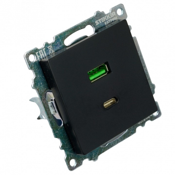 Розетка 2хUSB type A и C без рамки Stekker Катрин 50055