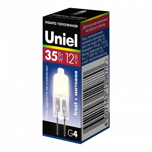 Лампа галогеновая Uniel  G4 35Вт 3000K 00824
