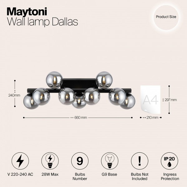 Бра Maytoni Даллас MOD547WL-09B