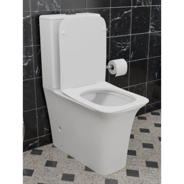 Унитаз-компакт CeramaLux 1222-1A безободковый, с сиденьем микролифт, белый