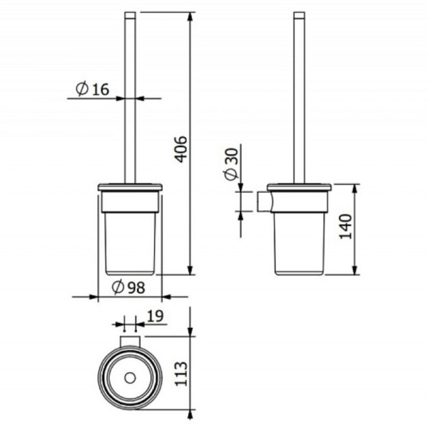 Туалетный ершик Kludi Vela R 5897439 черный матовый