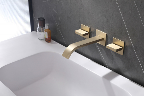 Смеситель для раковины Abber Wasserfall AF8612G золото матовое