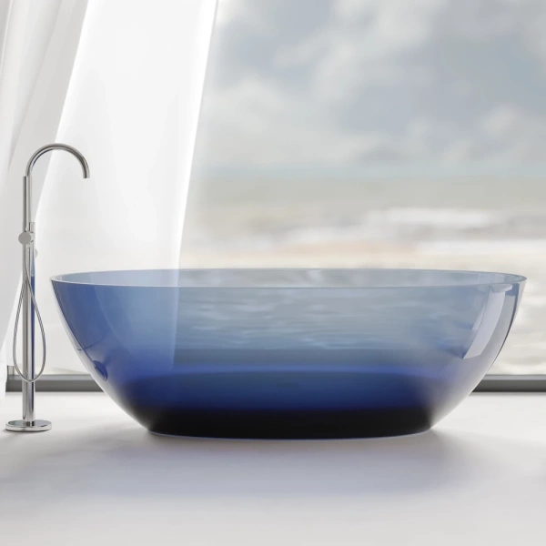 Ванна из полиэфирной смолы Abber Kristall AT9701Saphir 165x78 см, отдельностоящая, сапфир