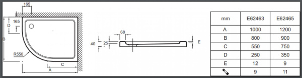 Душевой поддон 100x90 Jacob Delafon Flight E62463-00