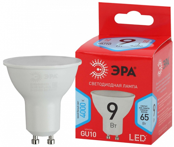 Лампа светодиодная Эра  GU10 9Вт 4000K LED MR16-9W-840-GU10 R