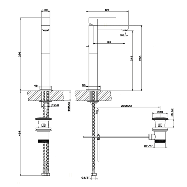 Смеситель для раковины Gessi Rettangolo 11921#031