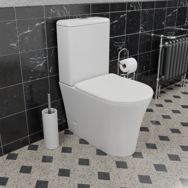 Унитаз-компакт CeramaLux 1219A безободковый, с сиденьем микролифт, белый