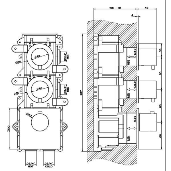 Смеситель для душа Gessi 316 54504#239 нержавейка