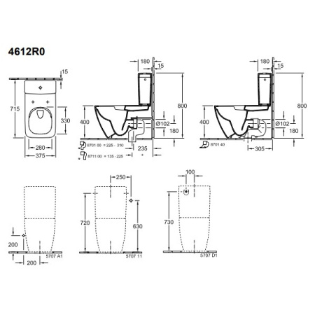 Чаша напольного унитаза Villeroy&Boch Venticello 4612R0R1