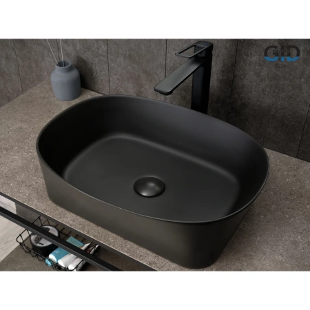 Раковина-чаша GID N9028bg 53x36 см, накладная, черный графит