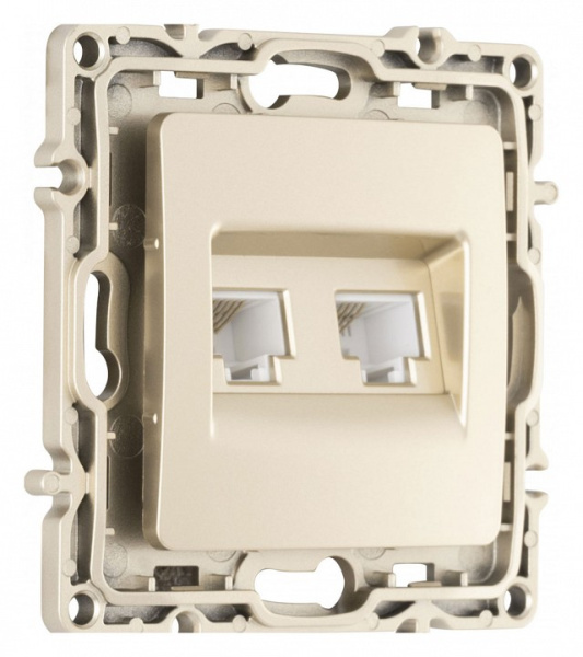 Розетка двойная RJ-11 и Ethernet RJ-45 без рамки Arte Milano am-217 217.44-1.shampan