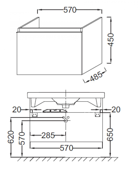 Тумба под раковину 55 см Jacob Delafon Odeon Up EB877-N18 белый блестящий