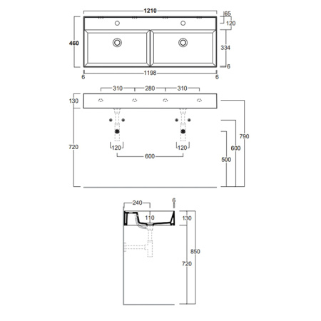 Раковина Simas Agile 120 AG121D bi*0 двойная