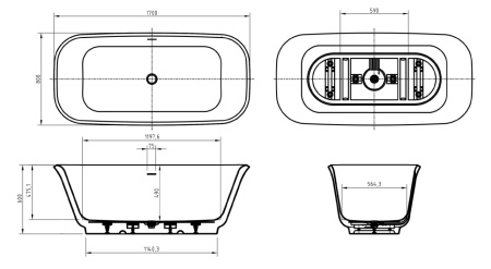 Акриловая ванна BelBagno Due 170x80 BB702-1700-800-K