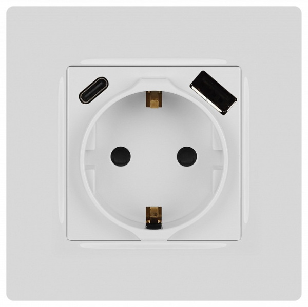 Розетка с заземлением и со шторкой и 2хUSB, без рамки Эра Эра 12 12-4108-01