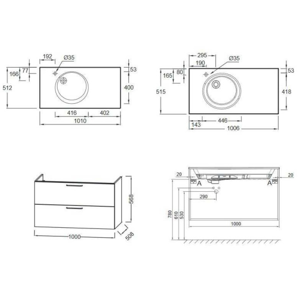 Тумба под раковину Jacob Delafon Odeon Rive Gauche 100 EB2524-R9-E52 дуб табак ручки черный