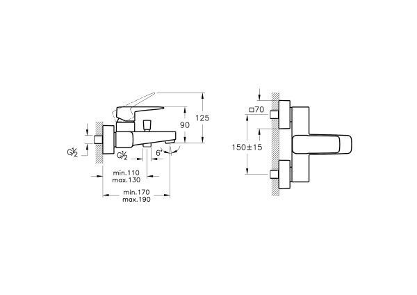 Смеситель для ванны Vitra Root Square A4273736EXP черный матовый
