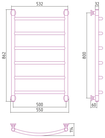 Полотенцесушитель водяной Сунержа Галант 80x50 00-0200-8050