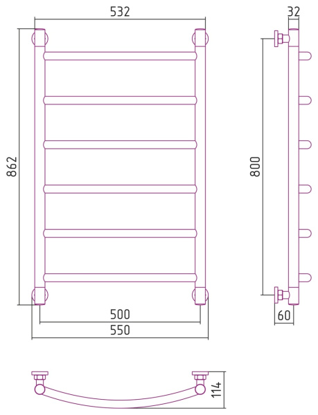 Полотенцесушитель водяной Сунержа Галант 80x50 00-0200-8050