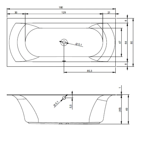 Акриловая ванна 180x80 см Riho Linares B142001005